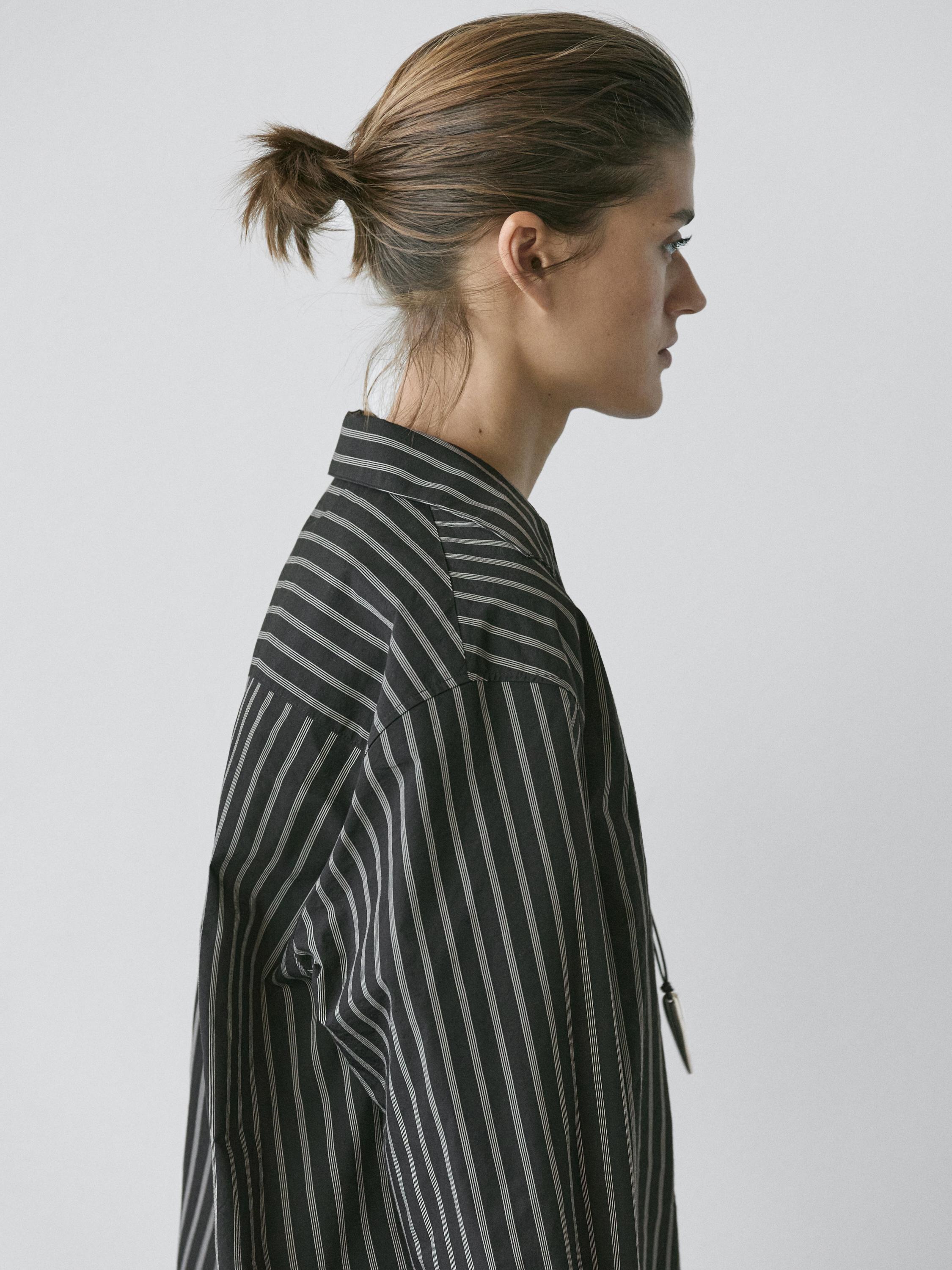 Striped cotton blend shirt